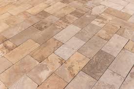 Indiana limestone pavers on residential outdoor terrace, Tulip Precast
